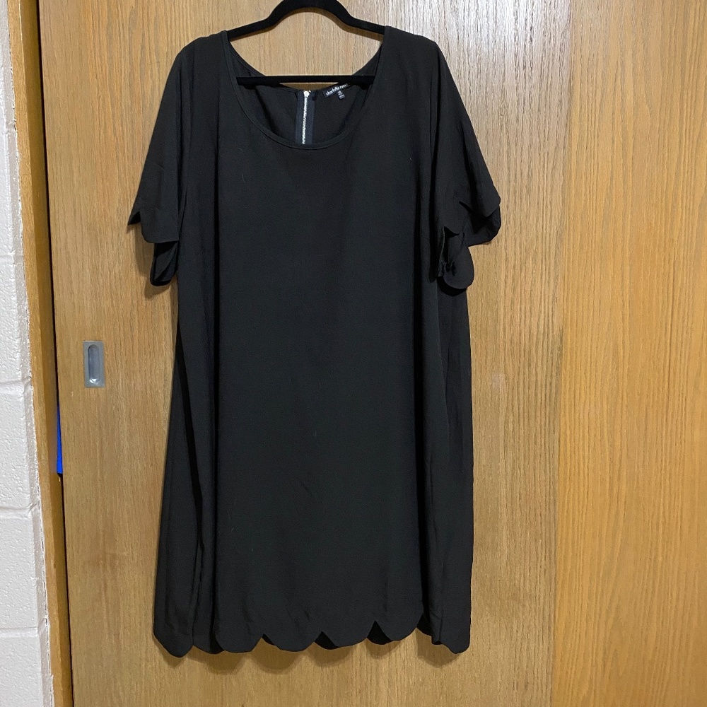 Scalloped Sleeve & Hem Dress - fits 1x or 2x